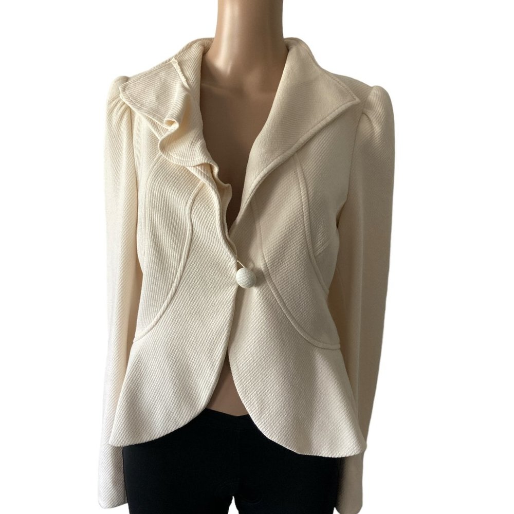 Nanette Lepore Ruffled Ivory Size 8 Blazer